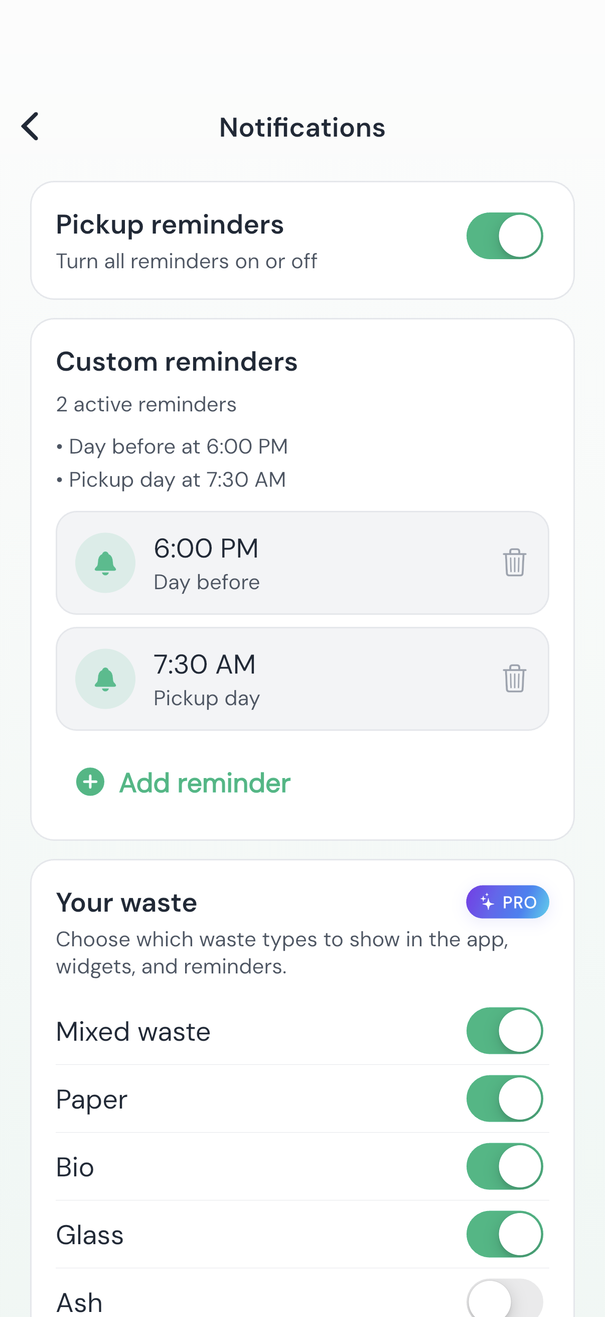 EkoAlert — reminder settings